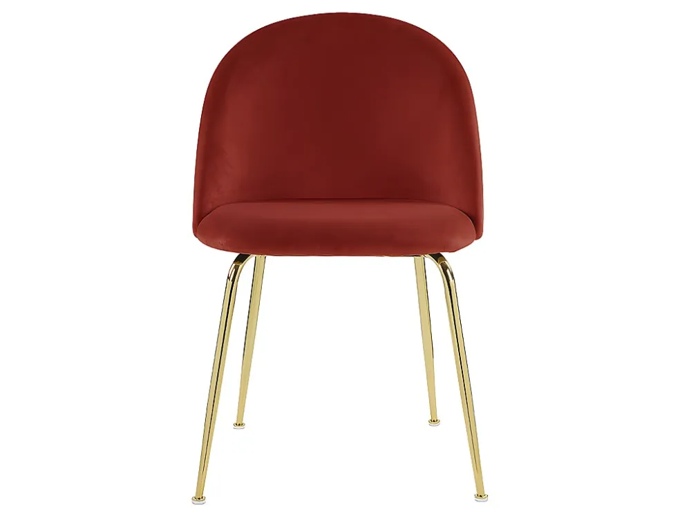 Set van 6 stoelen MELBOURNE - Fluweel en goudkleurig metaal - Terracotta - Koop nu online