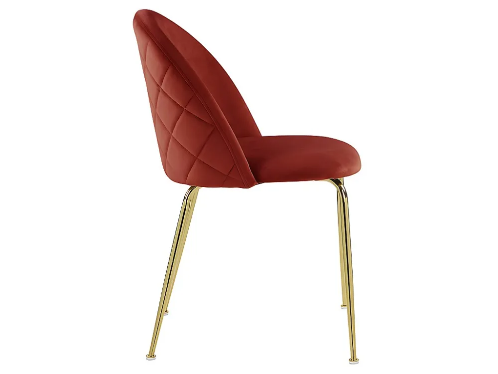 Set van 6 stoelen MELBOURNE - Fluweel en goudkleurig metaal - Terracotta - Koop nu online