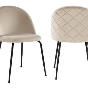 Set van 2 stoelen MELBOURNE - Fluweel en mat zwart metaal - Ecru - Koop nu online