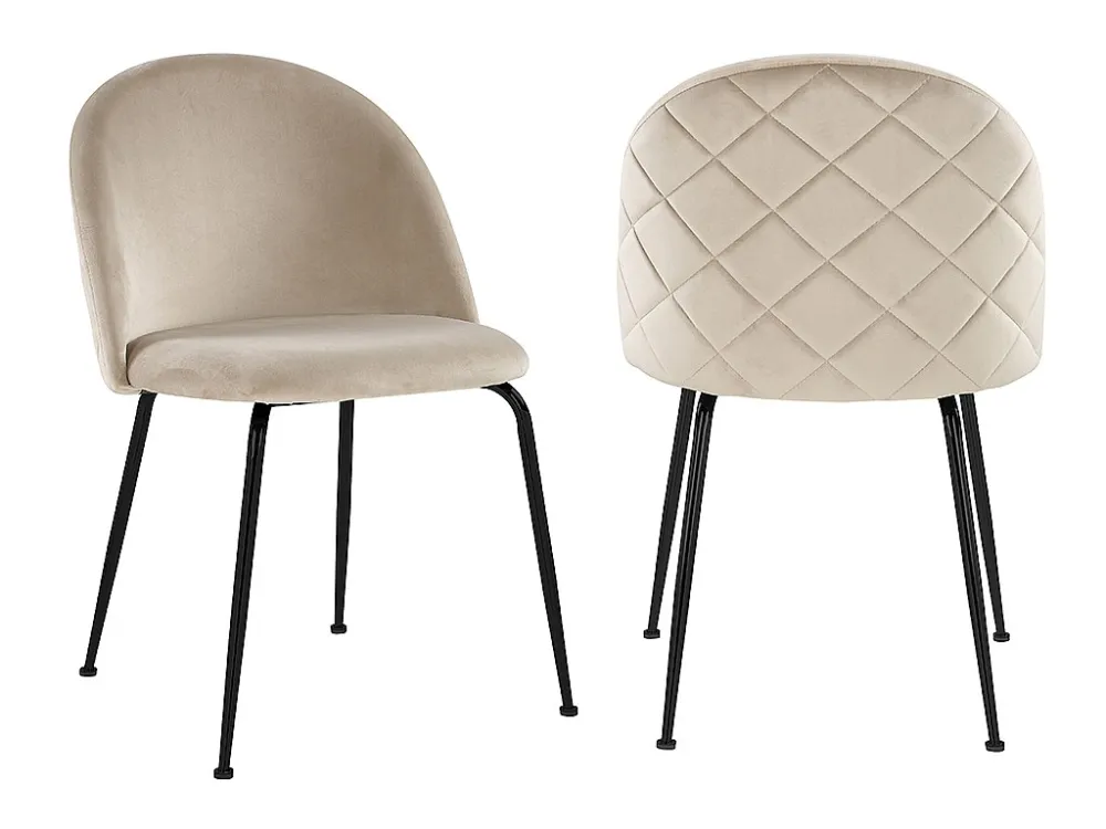 Set van 2 stoelen MELBOURNE - Fluweel en mat zwart metaal - Ecru - Koop nu online