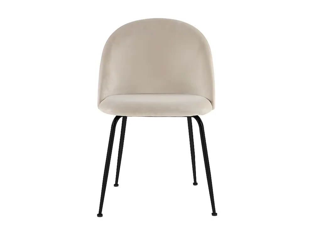 Set van 2 stoelen MELBOURNE - Fluweel en mat zwart metaal - Ecru - Koop nu online