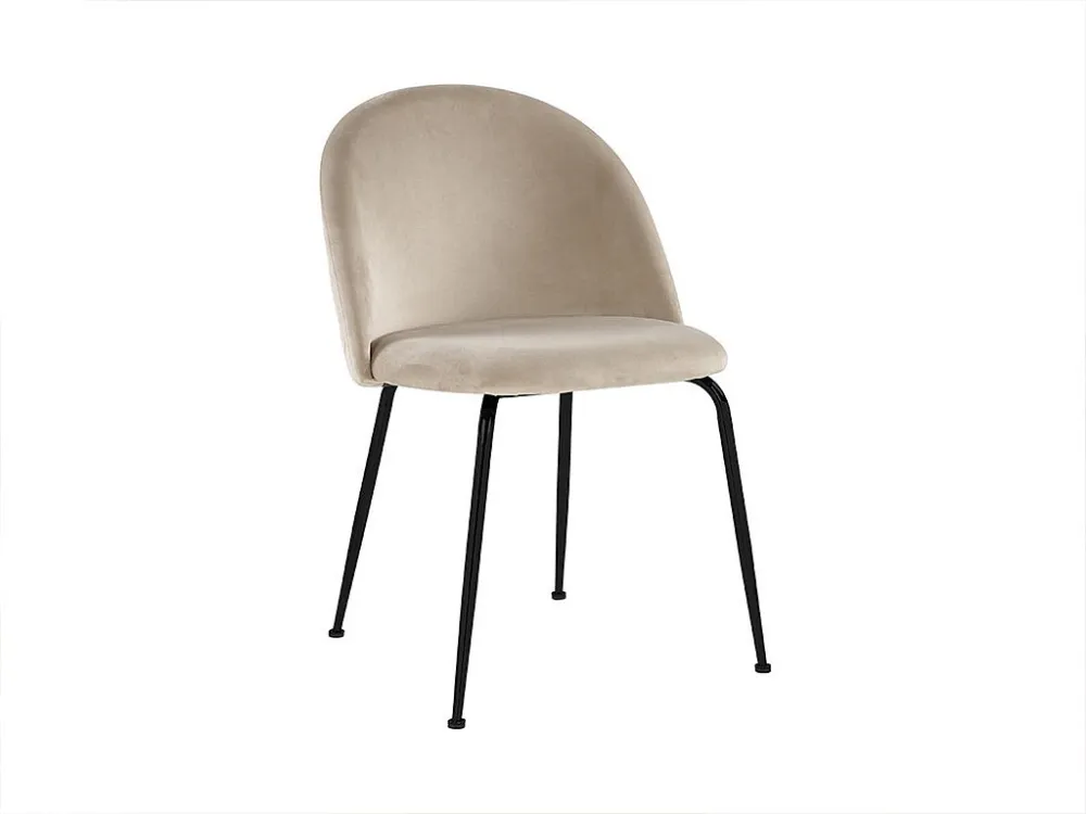 Set van 2 stoelen MELBOURNE - Fluweel en mat zwart metaal - Ecru - Koop nu online
