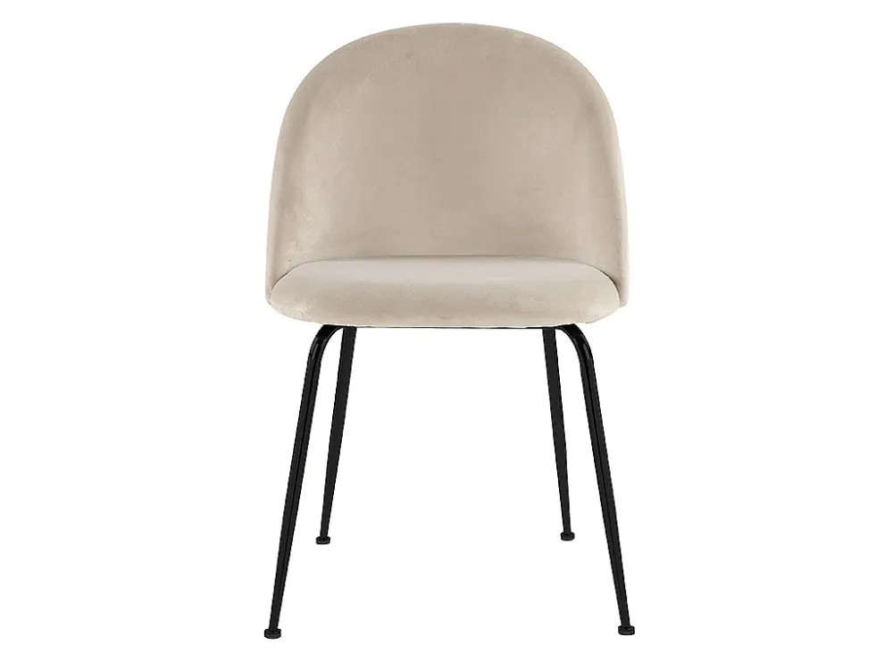 Set van 6 stoelen MELBOURNE - Fluweel en mat zwart metaal - Ecru - Koop nu online