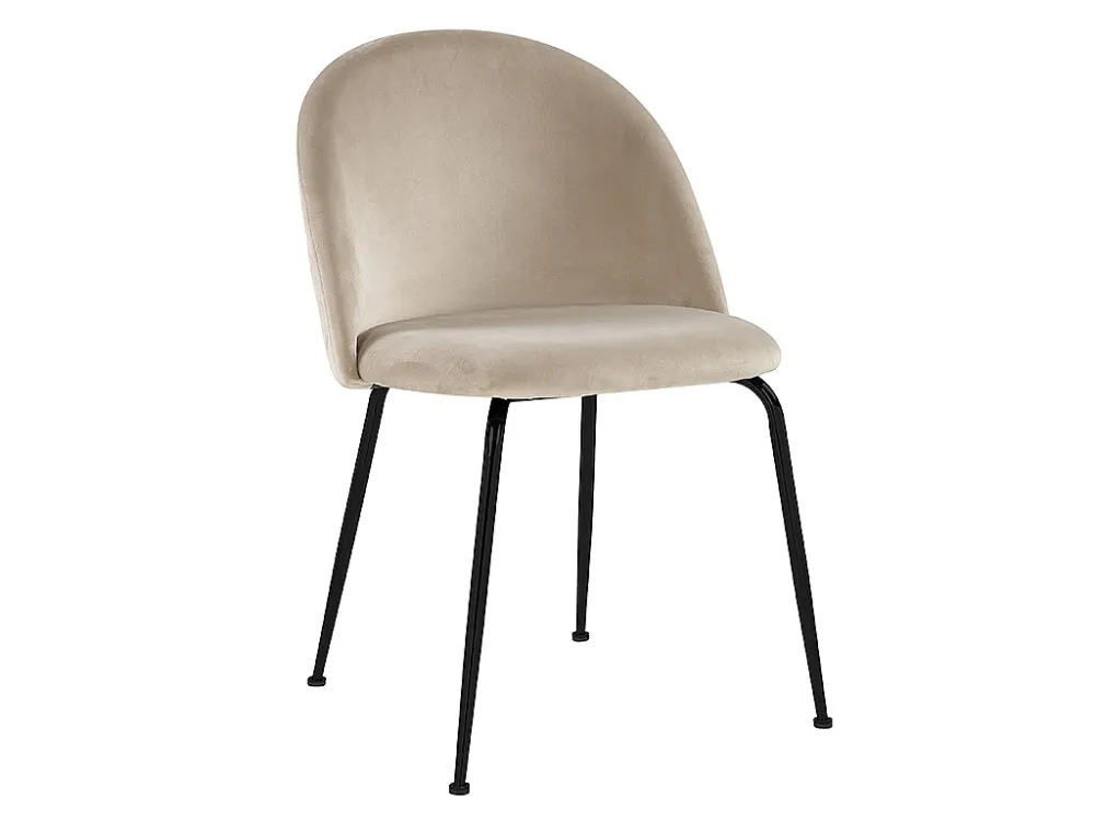 Set van 6 stoelen MELBOURNE - Fluweel en mat zwart metaal - Ecru - Koop nu online