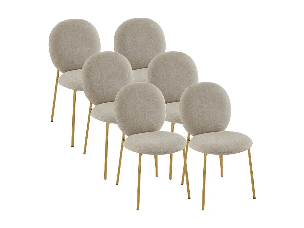 Set van 6 stoelen met stoffen bekleding en goudkleurig metaal – Lichtbruin – ASTRENA