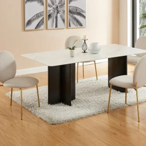 Set van 2 stoelen met stoffen bekleding en goudkleurig metaal – Natuurtint – ASTRENA
