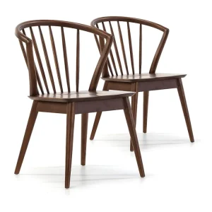Set van 2 stoelen Mura Kleur Walnoot, Massief Hout, 55 x 58,5 x 84 cm