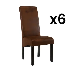 Set van 6 stoelen SANTOS - microvezel - schemerig houten poten
