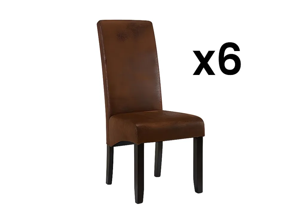 Set van 6 stoelen SANTOS - microvezel - schemerig houten poten