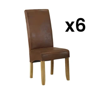 Set van 6 stoelen SANTOS - microvezel - zwak houten poten