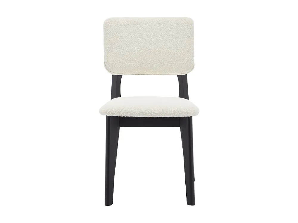 Set van 6 stoelen van boucléstof en heveahout - Zwart en wit - JASMENA