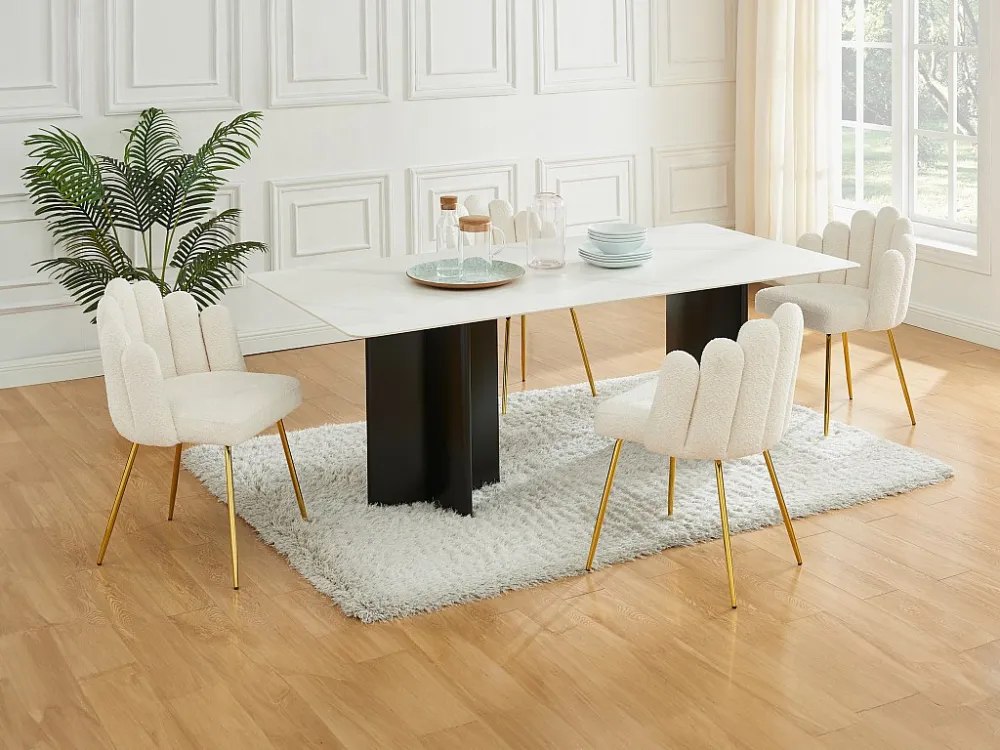 Set van 2 stoelen van boucléstof en metaal - Crèmewit - ALTINAM van Pascal MORABITO
