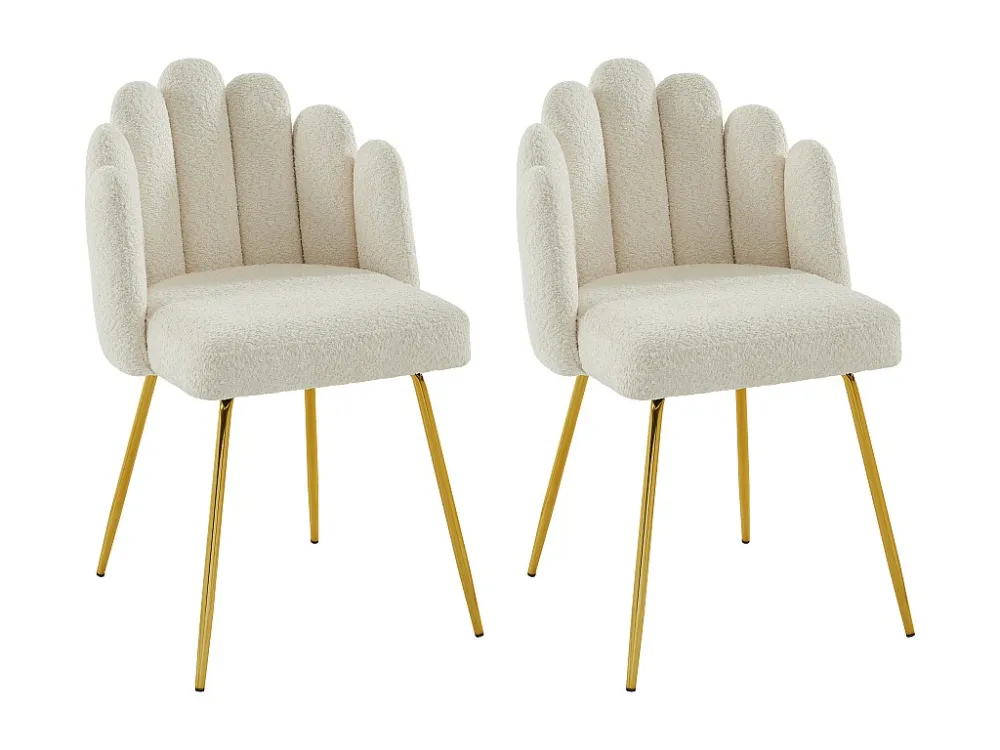 Set van 2 stoelen van boucléstof en metaal - Crèmewit - ALTINAM van Pascal MORABITO