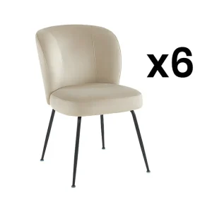 Set van 6 stoelen van fluweel en metaal - Lichtbruin - POLPONA van Pascal MORABITO - Koop nu