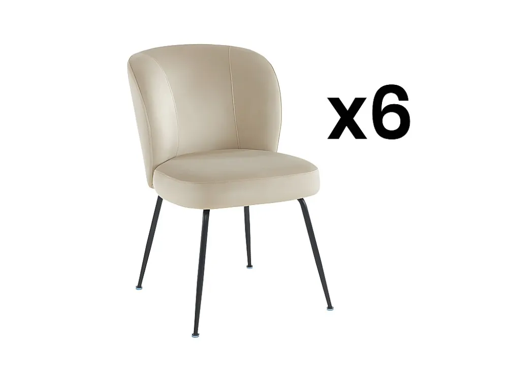 Set van 6 stoelen van fluweel en metaal - Lichtbruin - POLPONA van Pascal MORABITO - Koop nu