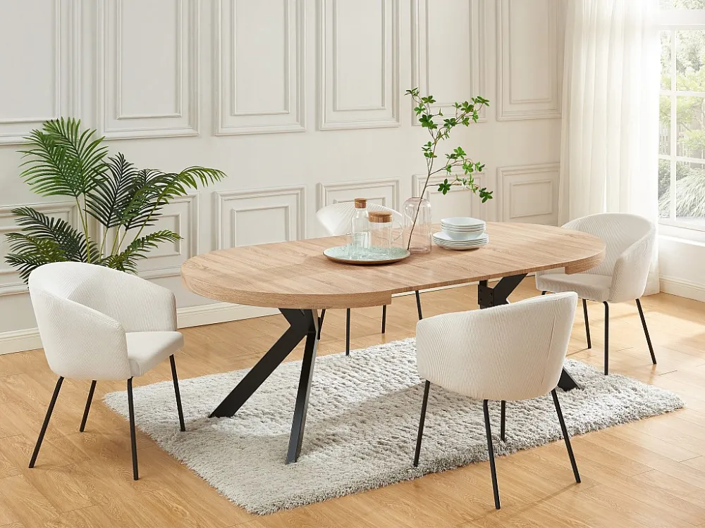 Set van 2 stoelen van ribfluweel en metaal - Crèmewit - MORONI van Pascal MORABITO