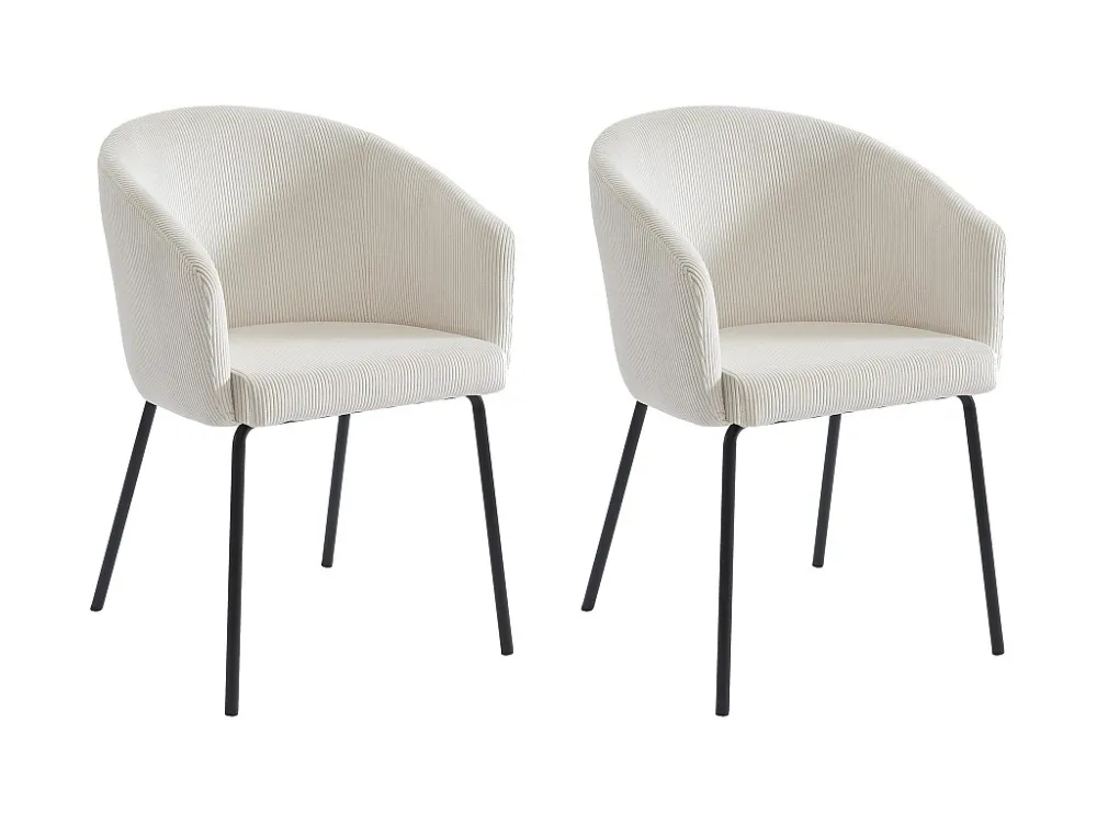 Set van 2 stoelen van ribfluweel en metaal - Crèmewit - MORONI van Pascal MORABITO