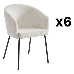 Set van 6 stoelen van ribfluweel en metaal - Crèmewit - MORONI van Pascal MORABITO