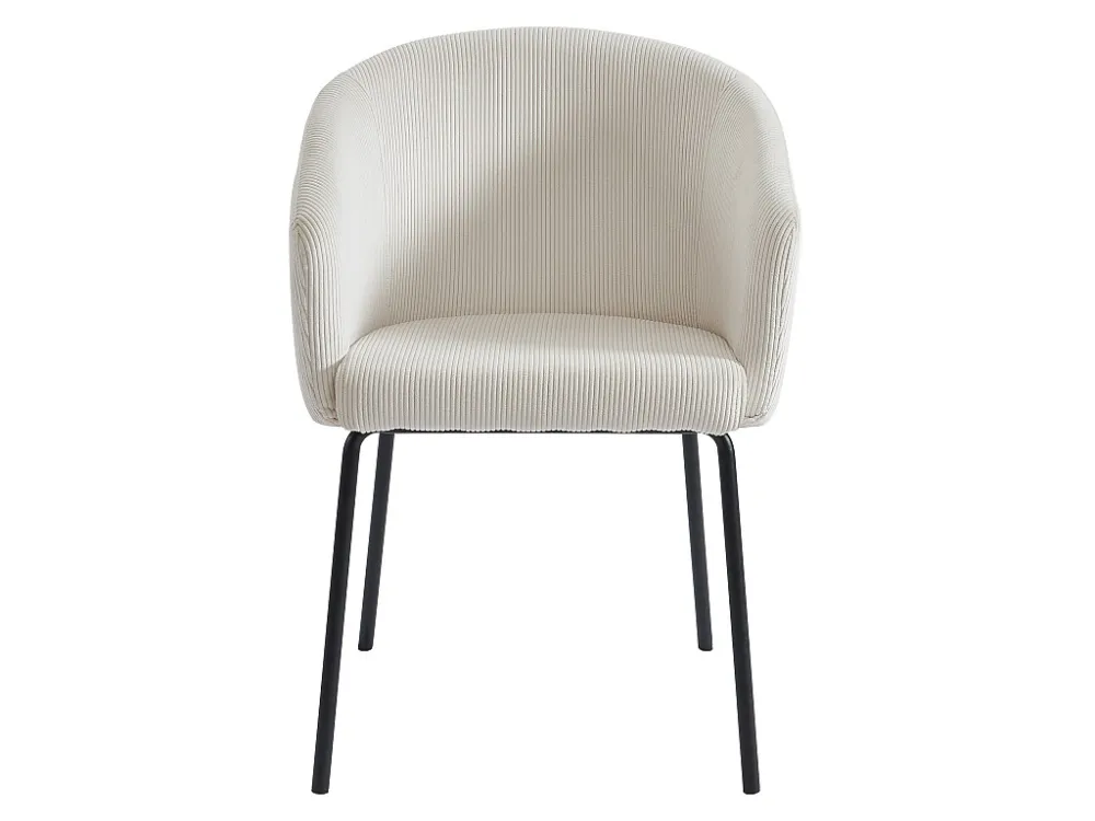 Set van 6 stoelen van ribfluweel en metaal - Crèmewit - MORONI van Pascal MORABITO
