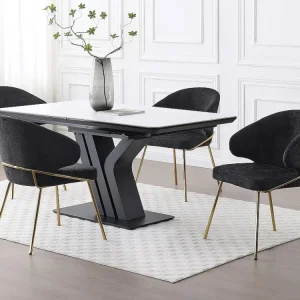 Set van 2 stoelen van stof en goudkleurig metaal - Zwart - LUXIVA