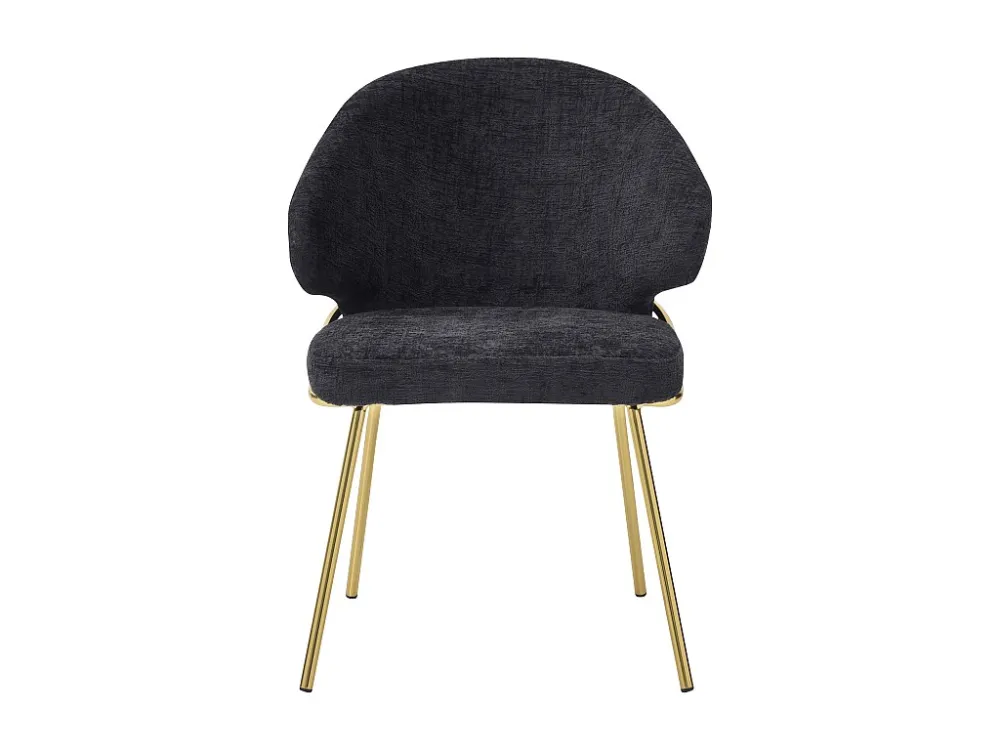 Set van 2 stoelen van stof en goudkleurig metaal - Zwart - LUXIVA