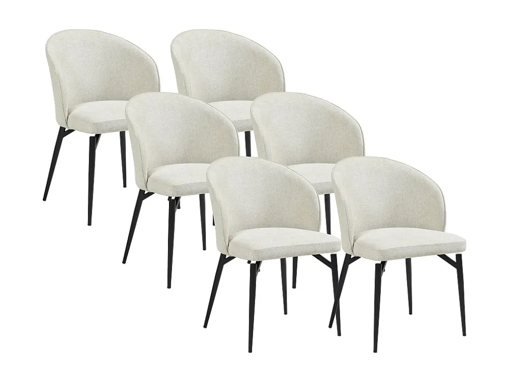 Set van 6 stoelen van stof en metaal - Crèmewit - GILONA van Pascal MORABITO
