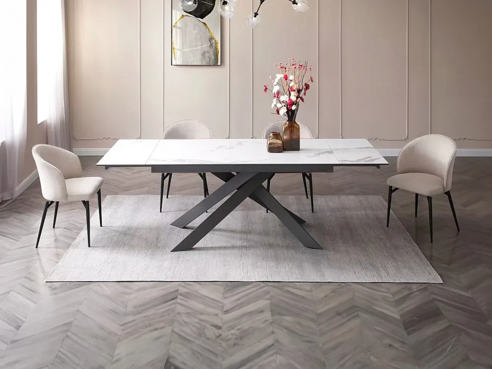 Set van 6 stoelen van stof en metaal - Crèmewit - GILONA van Pascal MORABITO