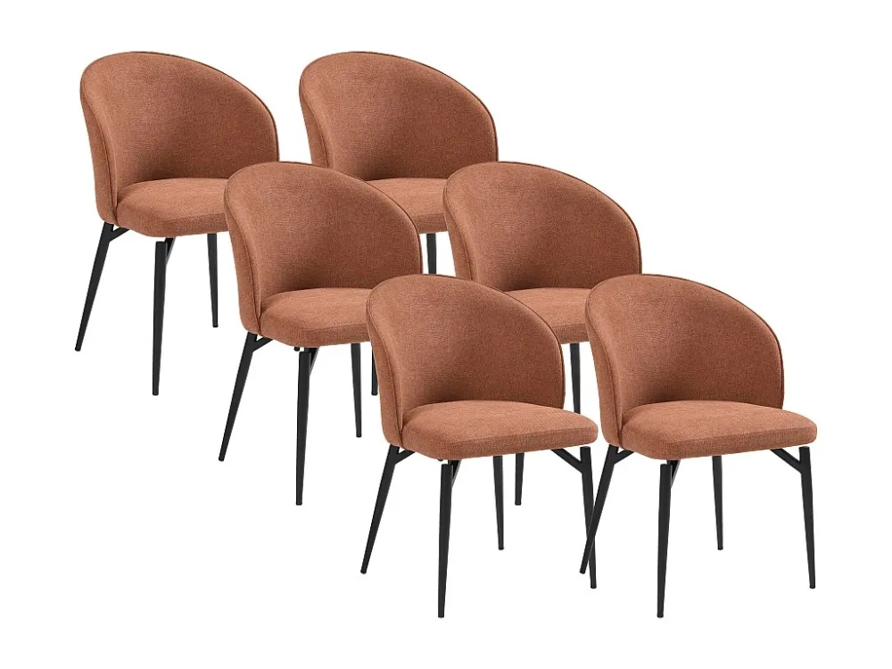 Set van 6 stoelen van stof en metaal - Terracotta - GILONA van Pascal MORABITO