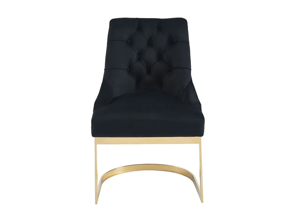 Set van 2 stoelen van velours en goudkleurig roestvrij staal - Zwart - PORILASO