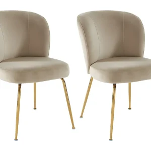 Set van 2 stoelen van velours en goudkleurig metaal - Natuurtint - POLPONA van Pascal MORABITO