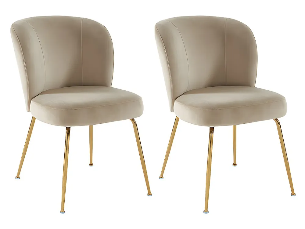 Set van 2 stoelen van velours en goudkleurig metaal - Natuurtint - POLPONA van Pascal MORABITO