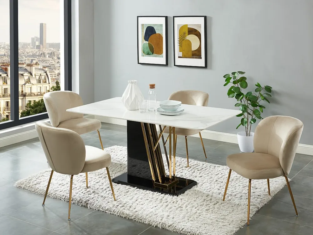 Set van 2 stoelen van velours en goudkleurig metaal - Natuurtint - POLPONA van Pascal MORABITO