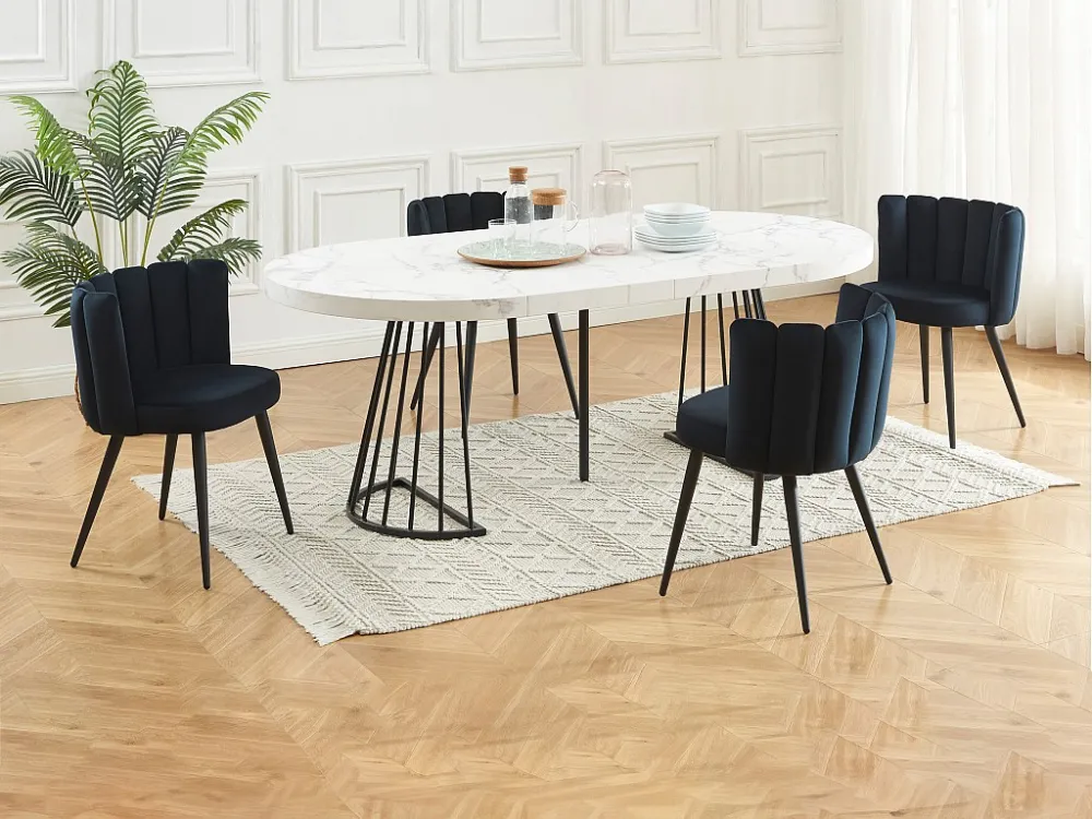 Set van 2 stoelen van velours en metaal - Zwart - PRANILA