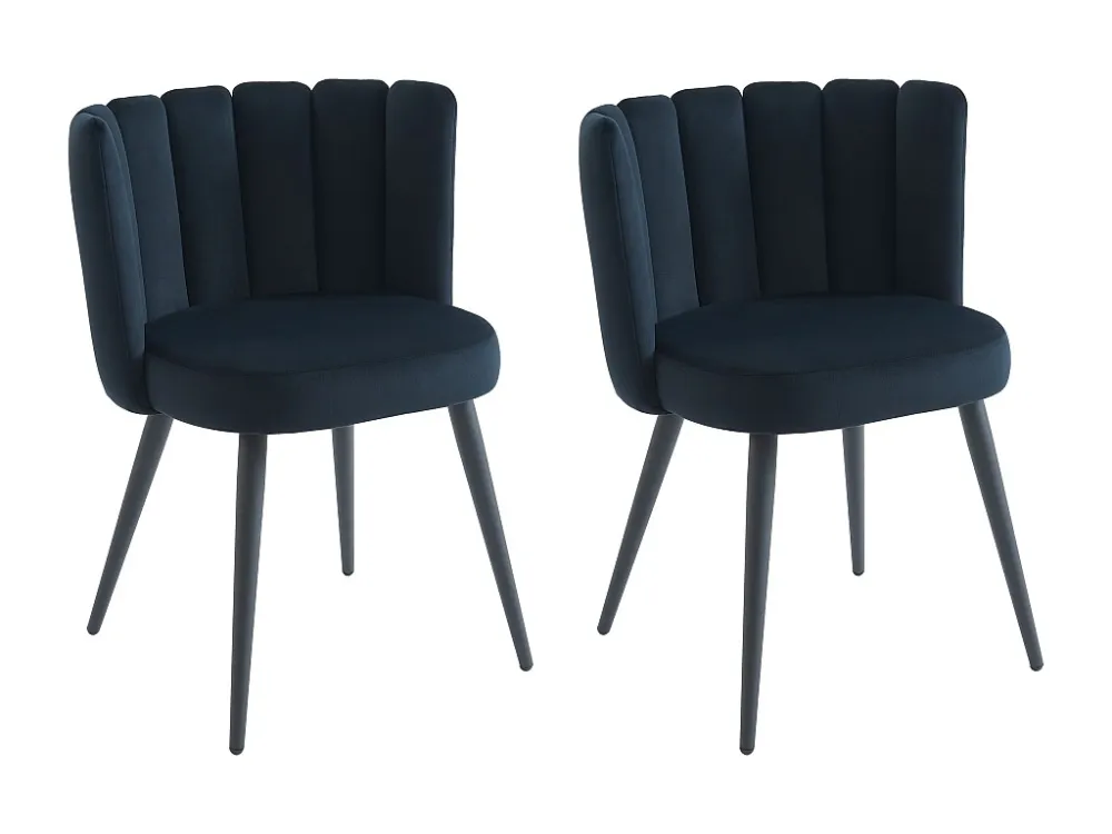Set van 2 stoelen van velours en metaal - Zwart - PRANILA