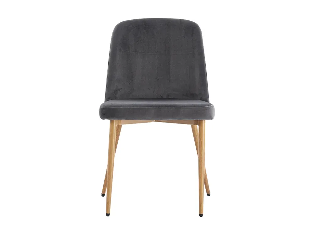 Set van 2 stoelen van velours en metaal met houteffect - Grijs - MINAGRI