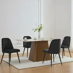 Set van 2 stoelen van velours en metaal - Zwart - ELEANA