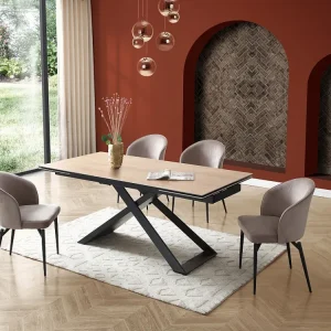 Set van 2 stoelen van velours en zwart metaal - Natuurtint - GILONA