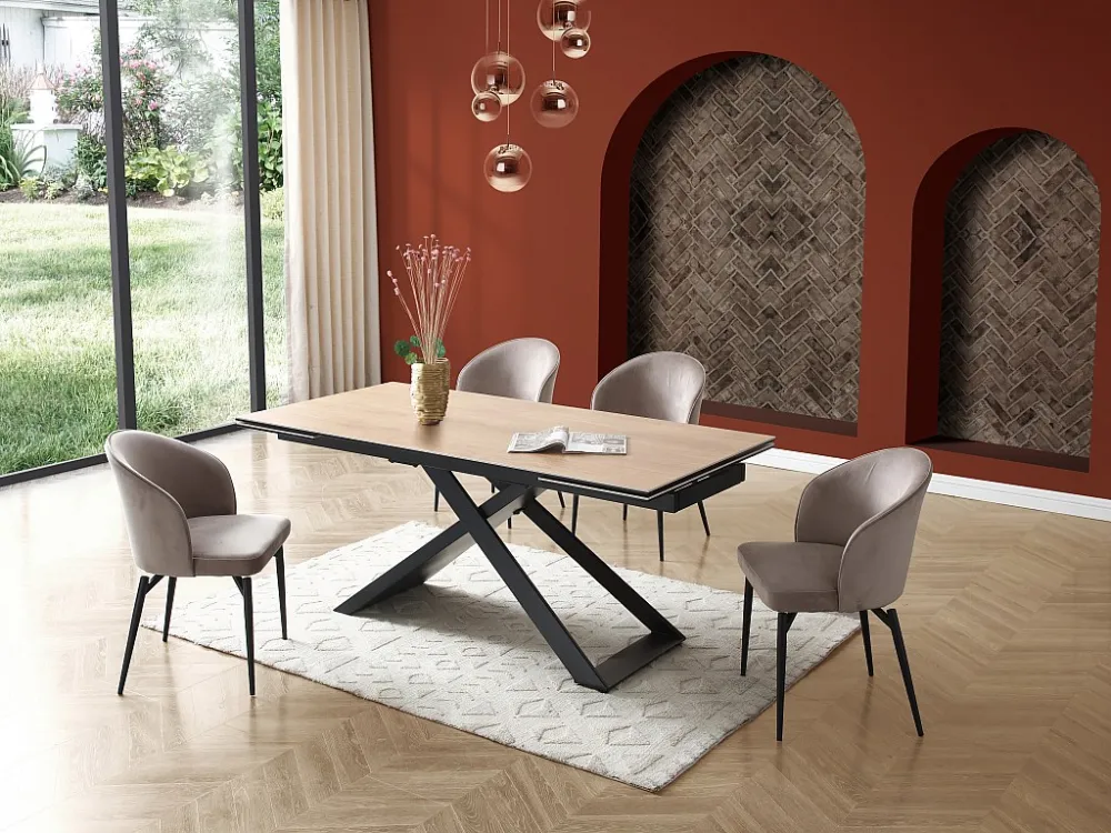 Set van 2 stoelen van velours en zwart metaal - Natuurtint - GILONA