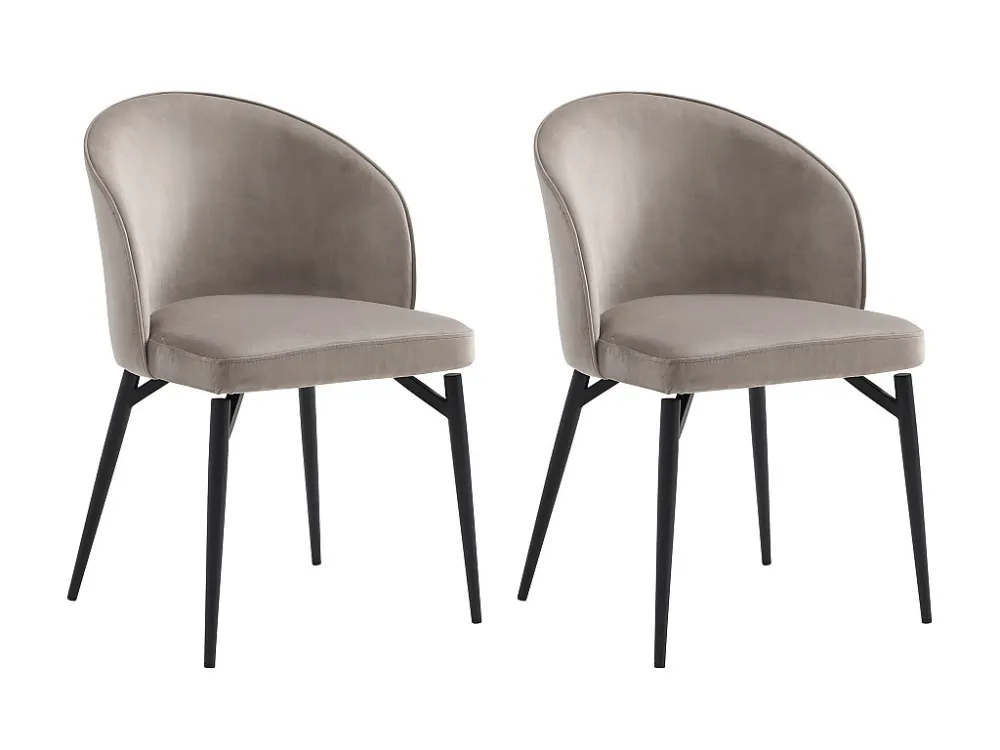 Set van 2 stoelen van velours en zwart metaal - Natuurtint - GILONA