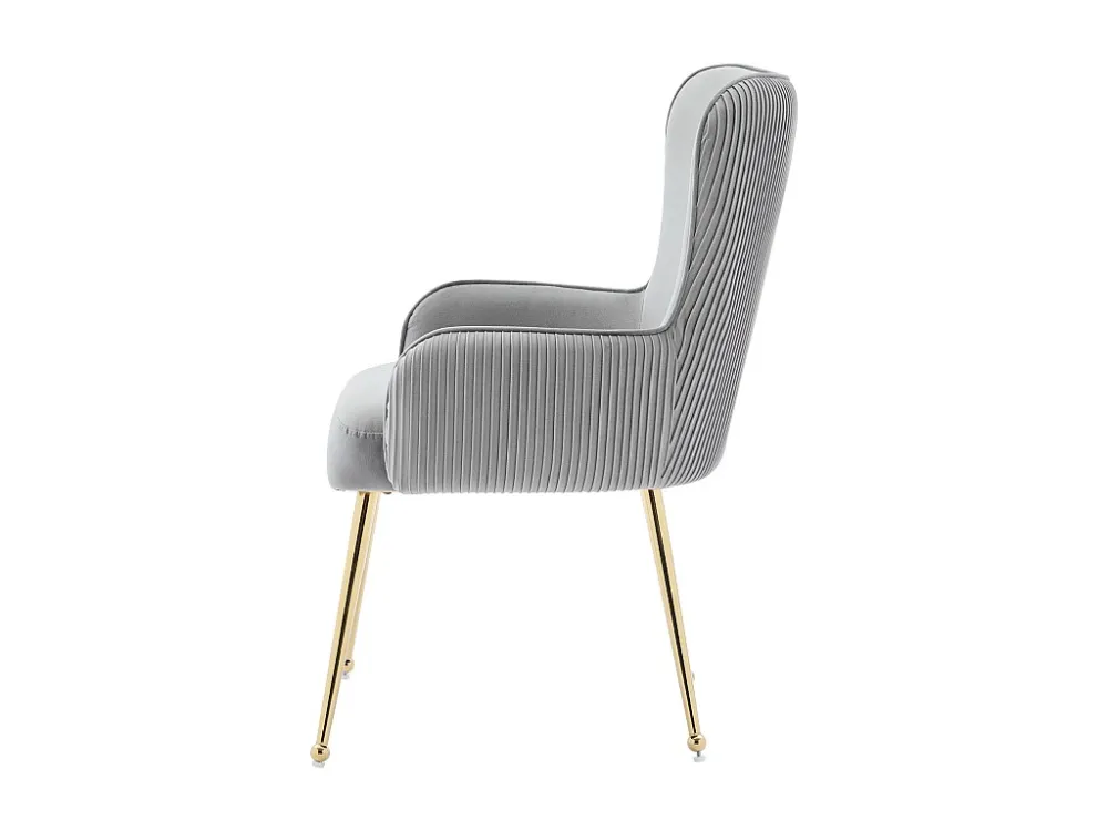 Set van 2 Velours stoelen - met armleuningen en goud metalen poten - Grijs & Goud