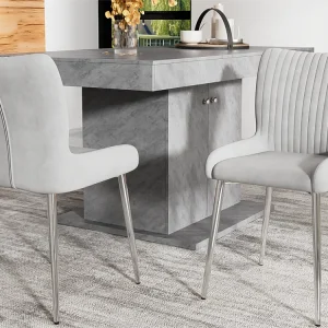 Set van 2 Velours stoelen - met zilveren metalen poten - Grijs