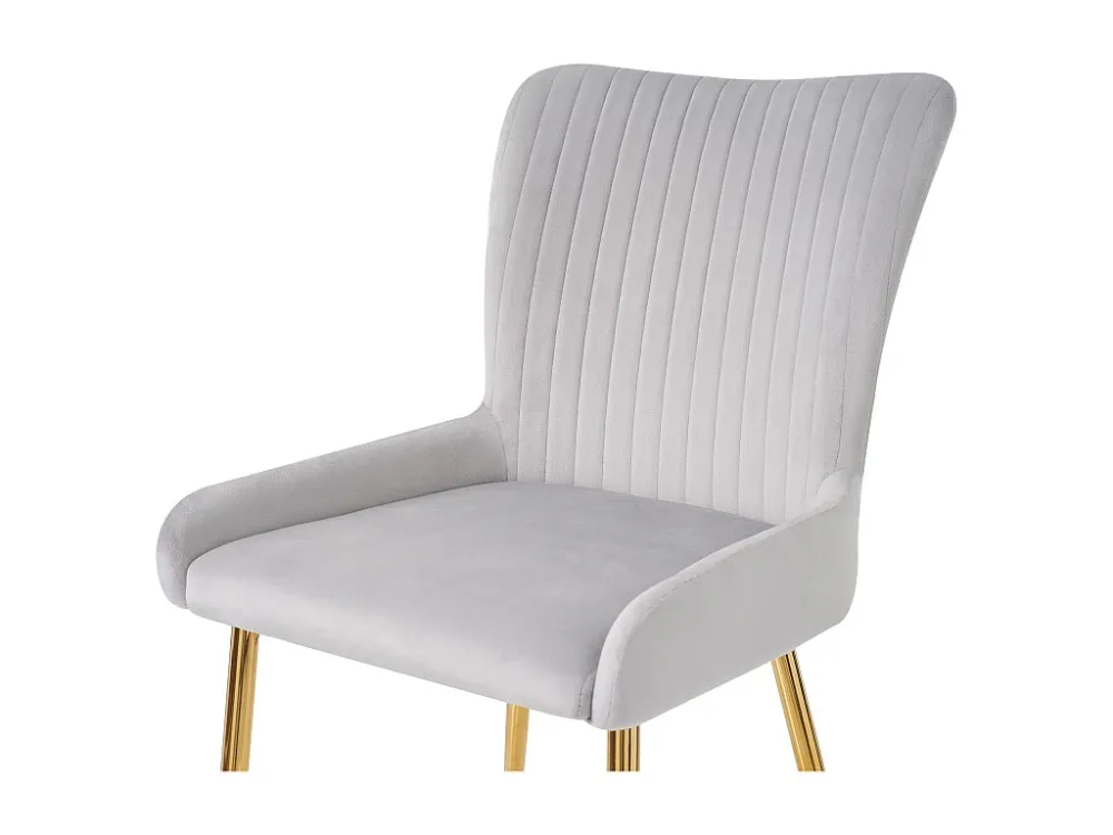 Set van 6 Veloursstof stoelen - met goud metalen poten - Grijs
