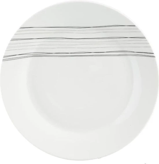 4goodz porseleinen servies 6 persoons - Wit-Zwarte strepen