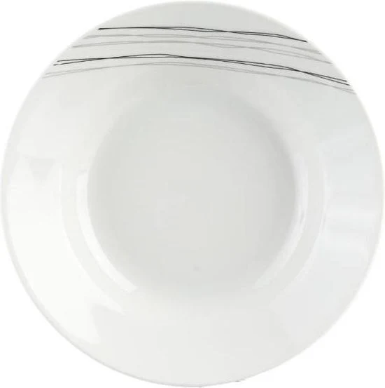 4goodz porseleinen servies 6 persoons - Wit-Zwarte strepen