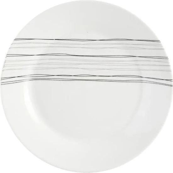 4goodz porseleinen servies 6 persoons - Wit-Zwarte strepen