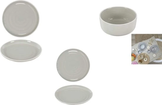 6 persoons 18-delig servies Aardewerk Bi-Color