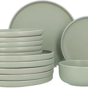6 persoons Servies 18 delig Nordic style Keramiek - groen-wit