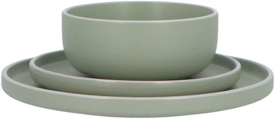 6 persoons Servies 18 delig Nordic style Keramiek - groen-wit
