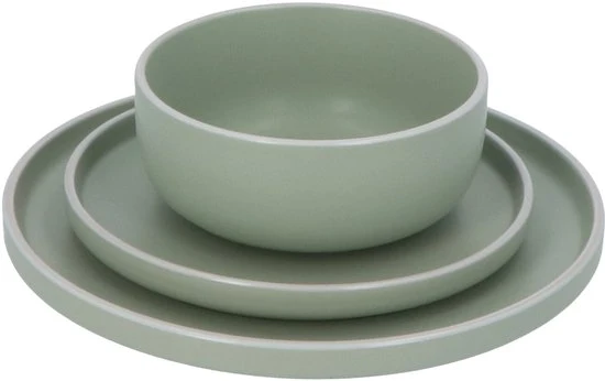 6 persoons Servies 18 delig Nordic style Keramiek - groen-wit