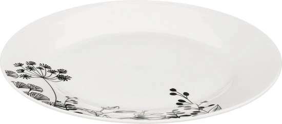 Porseleinen Serviesset Wild Flower 6-persoons 18-delig - Wit-Zwart
